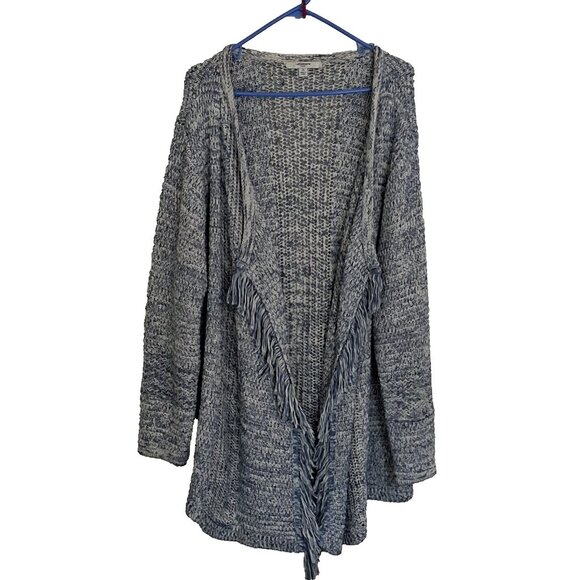 Liz Claiborne Womens Marled Open Front Cardigan Sweater Sz 2X Chunky Fringe Boho - Picture 1 of 13